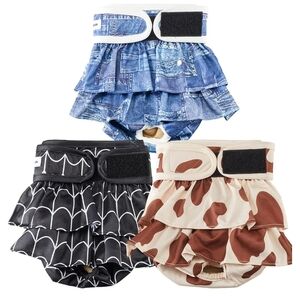 Chic Pet Ruffled Diaper Covers - Blue, Black, Brown